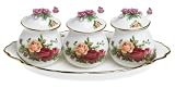 Royal Albert Old Country Roses 4-Piece Jam Jar Set with Regal Tray