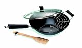 Ken Hom Tao Plus 32 cm 4-Piece Carbon Steel Boxed Set with Glass Lid