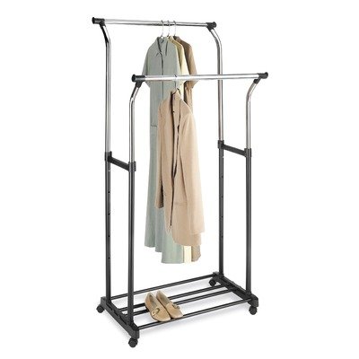 Double Adjustable Garment Rack in Chrome / Black