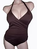 Anne Cole Collection Brown One Piece Halter Swimsuit