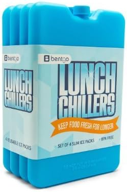 Bentgo Ice Lunch Chillers - Ultra-thin Ice Packs (4 Pack - Blue)