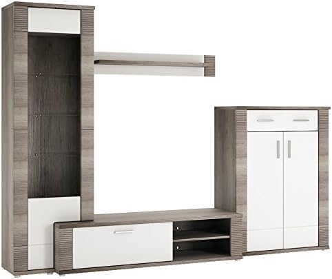 Miledo Entertainment Center for up to 50" TV screens / Capacity storage entertainment center / Living room design furniture with LED lights