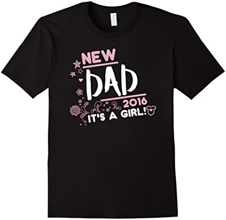 Men's New Dad It's A Girl 2016 New Baby Announcement T-Shirt Medium Black