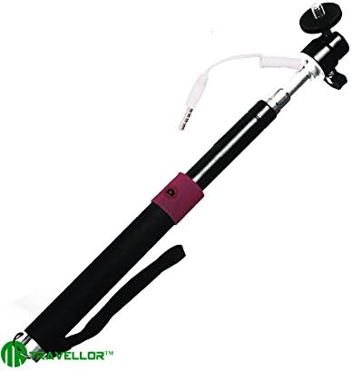 Travellor® self timer wired selfie holder Universal Retractable Camera selfie stick Adjustable Handheld Monopod Mount Holder for iPhone 5 5s 5c 4s 4, iPad 5 4 3 iPad Air Mini, HTC One LG Sony Samsung Galaxy S4 S3 Note 3 2 etc,Suitable for Android and Apple Systems Mobile(black)