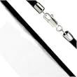 2mm Black 22" Leather Cord Chain Sterling Silver Necklace
