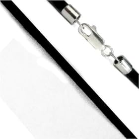 2mm Black Leather Cord Chain 18" Sterling Silver Necklace