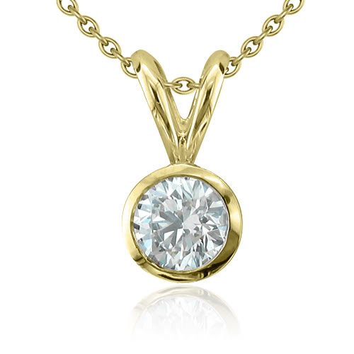 14k Yellow Gold Bezel Solitaire Natural Diamond