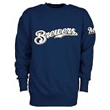 Milwaukee Brewers Crewneck Tackle Twill Fleece by Majestic Athletic