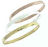 Set of 3 -TRI COLOR HAMMERED BANGLE 18K TRI GOLD FILLED BRACELETS MEDIUM 8