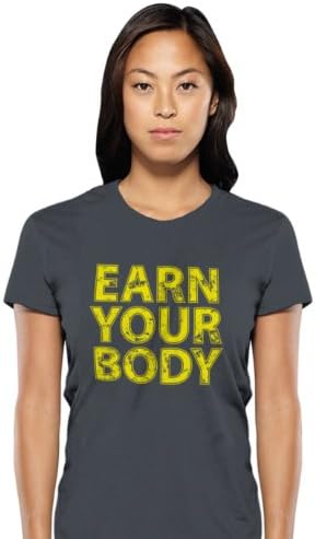 Black Hart Fitness Earn Your Body Crossfit T-shirt Ladies Sizes Charcoal Small