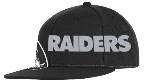 NFL Men's Oakland Raiders End Zone Flat Visor Flex Hat - Tw78Z (Black, Large/X-Large)