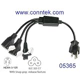 Cordtec Traveler Cord 6ins +8 ins Power Splitter NEMA 5-15P to NEMA 5-15Rx2 +IEC 320 C5 05365