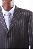 Men's Super 140's 100% Wool Single Breasted 3 Button Brown Pinstripe Dress Suit with Single Pleated Pants***New for the Season!!!