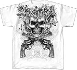 Smith and Wesson SKULL WITH GUNS Adult White T-shirt Tee