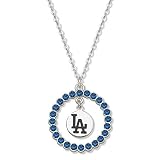 MLB Los Angeles Dodgers Necklace W/ Blue Crystal Wreath