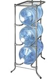 3-Tier Metal Water Bottle Rack with Fan Design Shelf (Satin Silver) (40.5H x 19.25W x 19D)