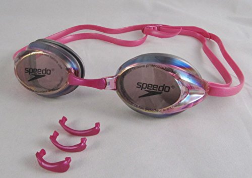 Speedo Women's Vanquisher Mirrored Swimming Goggles Paraormic Anti-Fog Lens Pink in Bulk Packae