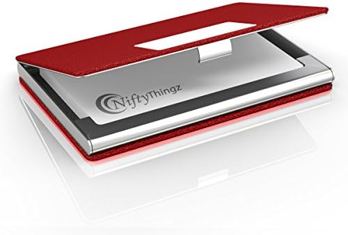 Business Card Holder and Gift Box.Designed for Men or Women,Leather and Stainless Steel Multi Card Case