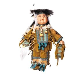 TAKODA 12 Porcelain Indian w Drum Doll By Golden Keepsakes by Golden Keepsakes Dolls