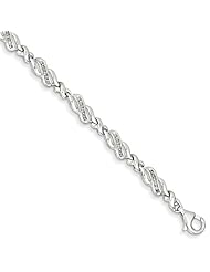 Genuine .925 Sterling Silver Diamond Fancy Bracelet 6.2 Grams . 100% Satisfaction Guaranteed.