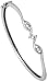 Jewelry : Sterling Silver 7 1/2" Bangle-bracelet, Rhodium Plated w/ two 3mm (.10 ct) & one 4mm (.25 ct) Cubic Zirconia Stones, 1/4" (7mm) wide