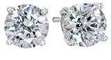 Platinum-Plated Sterling Silver Swarovski Zirconia 2 cttw Round Stud Earrings thumbnail