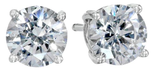 Platinum-Plated Sterling Silver Swarovski Zirconia 2 cttw Round Stud Earrings image