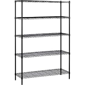 Wide 5-Tier Wire Shelf - Black