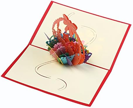 Creative 3D Big Flower Backet Handmade Paper Greeting Card Birthday Cards Custom Gift Cards