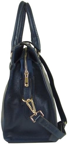 Lush Leather Metal Snap Panel Graphite Grey Tote