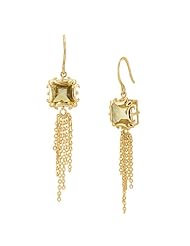 Sterling Silver Square Cut Citrine Tassel Earrings