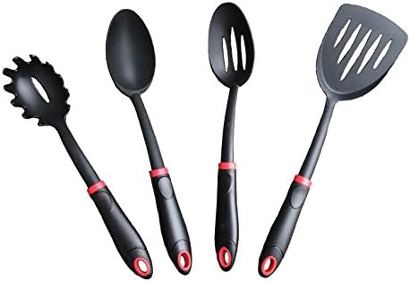 Cooking Utensil Set with Bonus Gluten Free Living eBook - 4 Piece Premium Nylon Kitchen Utility Utensils by Heritage Goods