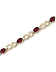 10K Yellow Gold Oval Garnet and Diamond Bracelet