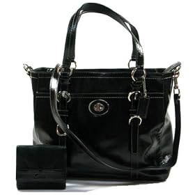 AUTHENTIC COACH CHELSEA PATENT LEATHER CONVERTIBLE TOTE & WALLET SET