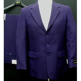 Gianni Vironni 3 Button Single Breasted Business Dress Suit Purple Sizes 38-50
