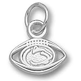 Penn State University Lion Head Pierced Fball 1/4 Pendant (Silver)