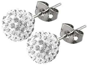 Tresor Paris Titanium 8mm White Crystal Studs 016006
