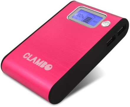 Clambo® IM-807 7800mAh Portable High-Capacity Cell Phone Tablet External Battery Pack Power Bank Backup Dual-USB Charger with LCD Display for iPhone 5 (Apple adapters not included), 4S, 4, iPad Mini, iPods, Samsung Galaxy S4, S3, S2, Note 2, Note 8, Tab 2, 3; HTC One, EVO, Thunderbolt, Incredible, Droid DNA, Motorola ATRIX, Droid, Google Glass, Nexus 4, Nexus 7, Nexus 10, LG Optimus and More - Electric Pink