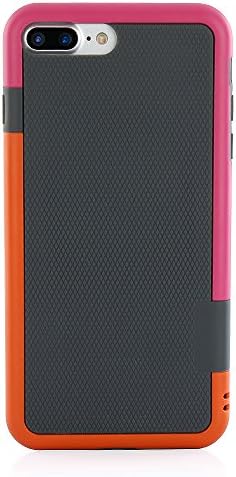 iPhone 7 Plus Case,Colorful Frame Hybrid Impact Shockproof Rugged Case Soft TPU &amp; Hard PC Bumper [Extra Front Raised Lip] Anti-slip Cover for Apple iPhone 7 Plus 5.5" [Orange+Pink]