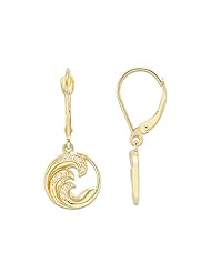 Wave Earrings with Diamonds in 14K Yellow Gold - 12mm