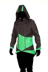 Cosplay Costume Jacket Coat - Black Green,S