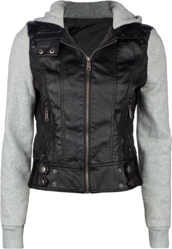 FULL TILT Fleece/Faux Leather Womens Hooded Jacket