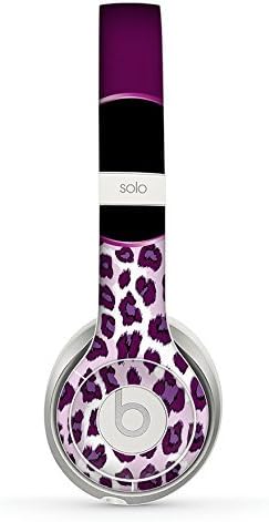 The Purple Leopard Monogram Skin for the Beats by Dre Solo 2 Headphones (Decal Only)