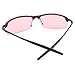 PenSee Day Night Vision Anti-glare Pink Lens Driving Metal Frame Polarized Sunglasses (Black Frame)
