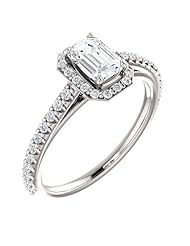 14K White Gold Emerald Cut Diamond Halo-Style Ring -- LIFETIME WARRANTY