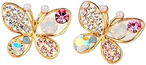 OPCC 3 Pairs Korean Fashion Earrings,Butterfly Shape Inlaid Shiny Rhinestone Ear Stud Earrings Women Earrings With 1PCS Opcc Sticky Notes,Great Christmas Gift For Your Girlfriend