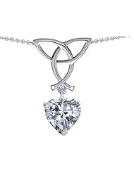 Celtic Love by Kelly (tm) Love Knot Pendant with 8mm Heart Shape Genuine White Topaz in 925 Sterling Silver
