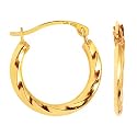14k Yellow Small Twisted Hoop Earrings - Guaranteed Delivery by Dec 24th