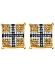 10KT Yellow Gold 0.75 CTW Diamond Micro Pave Earring
