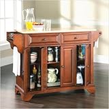 Crosley Furniture LaFayette Natural Wood Top Kitchen Island in Classic Cher ....